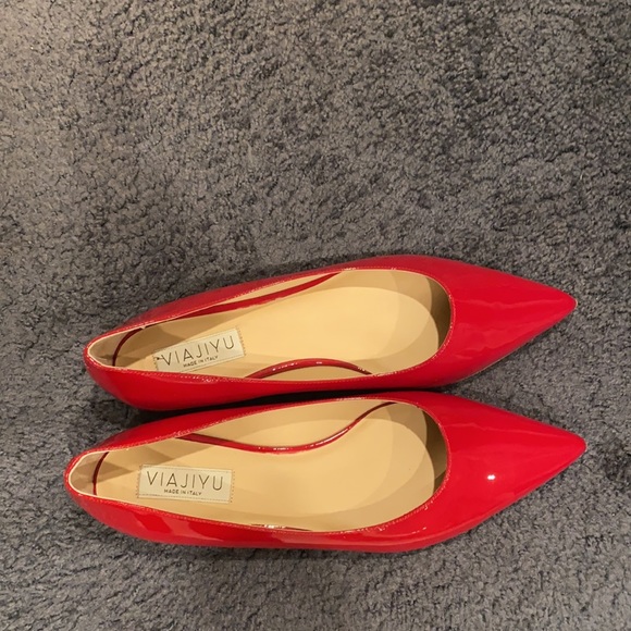 Viajiyu red flats generous toe box with no cleavage new no box size 41.5 - Picture 6 of 8